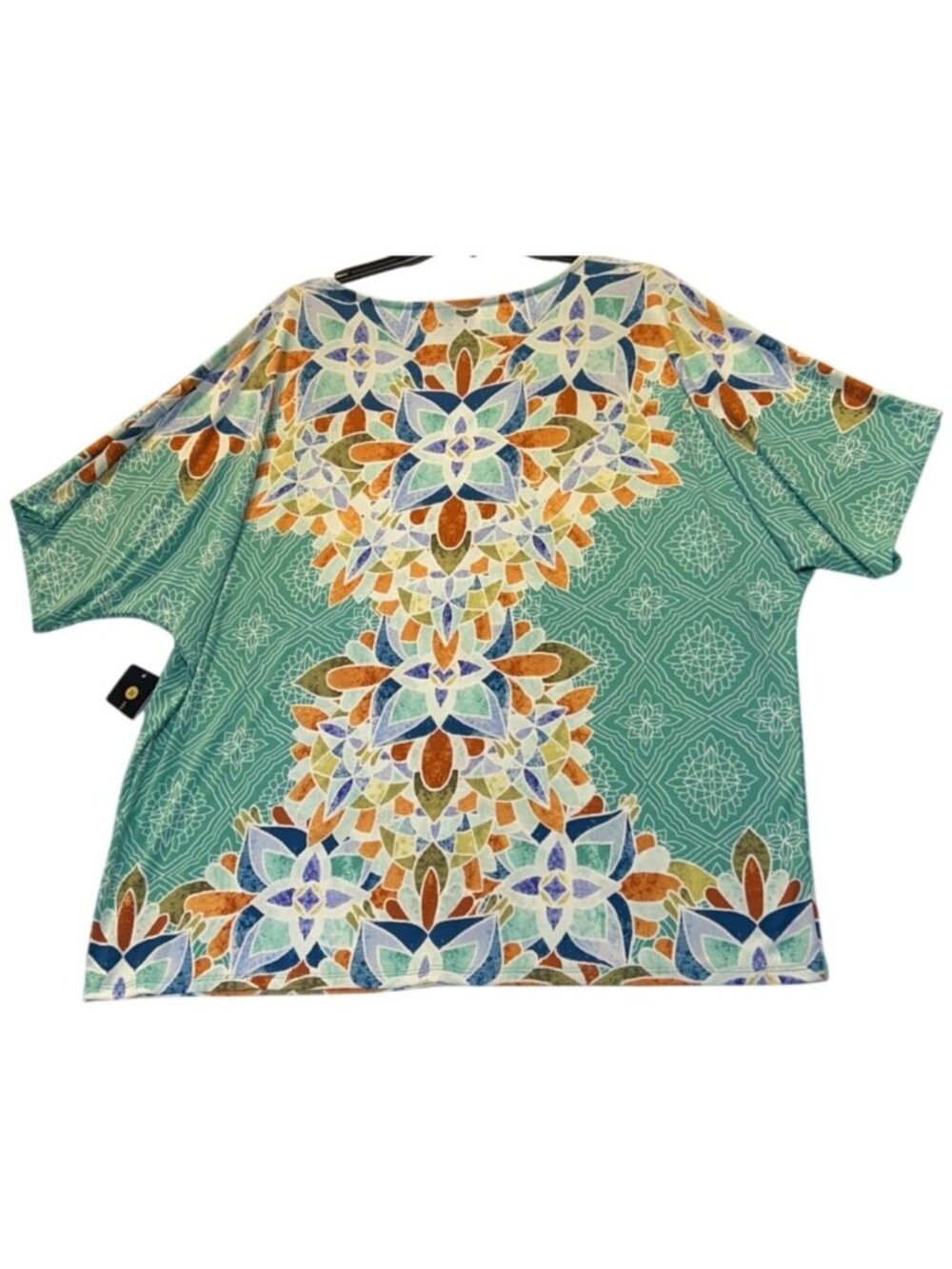 JM Collection Womens Size Large Mandala Print Top Short Sleeve Relaxed Fit - Picture 2 of 10